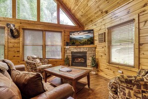 TV connectée, cheminée, jeux vidéo