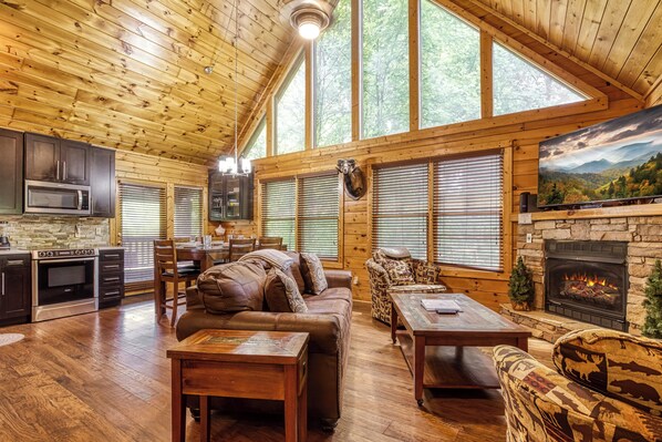 Smart TV, fireplace, video games