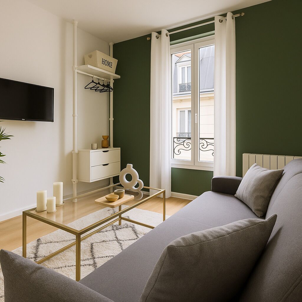 開放式客房, 城市景觀 | 起居區 | 80-公分智慧型電視，提供數位頻道