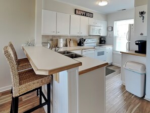 Fridge, microwave, oven, stovetop - Beauregard's Rest | Oceanfront Retreat (Carolina Beach)