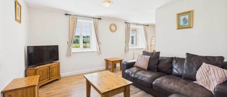 Una televisión, libros, una oficina