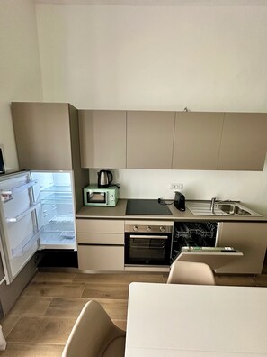 Estudio Deluxe, 1 cama doble con sofá cama, baño privado | Cocina privada | Frigorífico, microondas, horno y placa de cocina