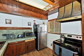 House, Multiple Beds, Hot Tub, Mountain View (Yosemite Pines Cabin) | Private kitchen | Fridge, microwave, oven, stovetop