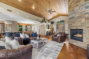 TV, fireplace, offices