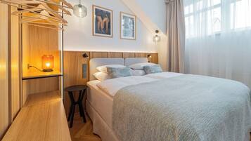 Classic-huoneisto, 2 makuuhuonetta, tupakointi kielletty, puolikerroksessa | Ylelliset vuodevaatteet, untuvapeitot