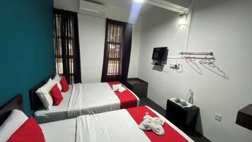 Desk, free WiFi, bed sheets