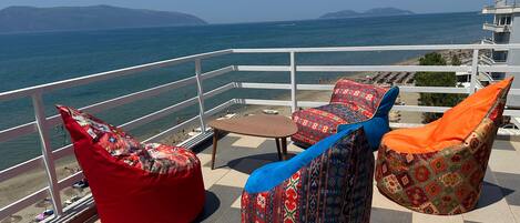 Suíte luxo, sacada, vista para o mar | Sacada