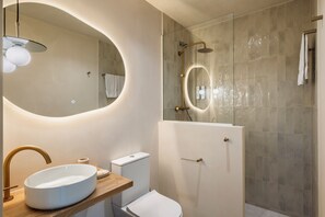 Double Room, Balcony, City View | Bathroom | Shower, hair dryer, towels, soap - The Boulevard by Aspasios (Barcelona)