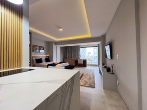 1 bedroom, desk, iron/ironing board, travel crib