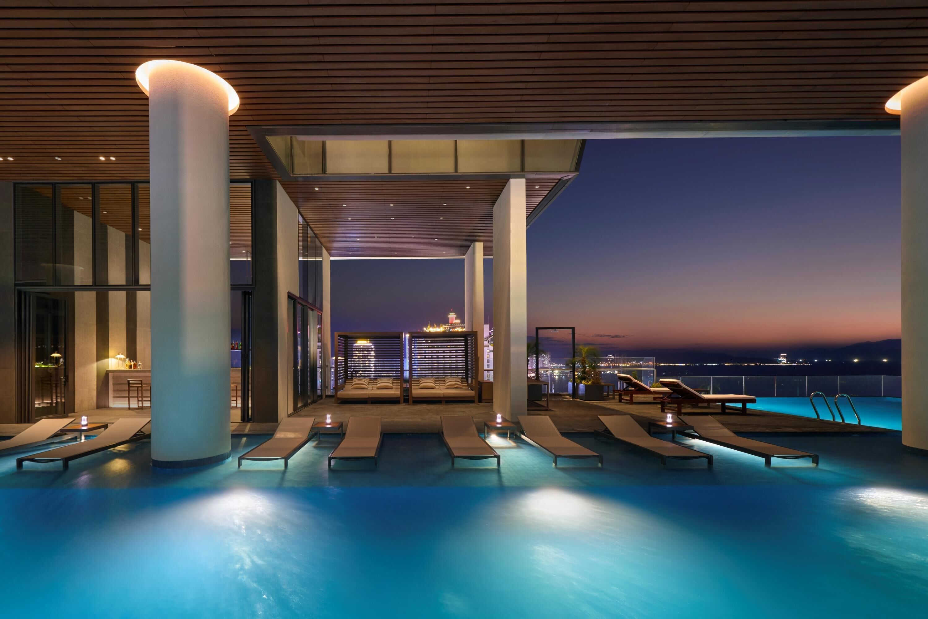 Indoor pool, open 9:00 AM to 7:00 PM, sun loungers, lifeguards on site