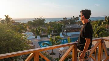 Deluxe Double Room, Balcony, Pool View | Premium bedding, down duvets, memory-foam beds, free WiFi