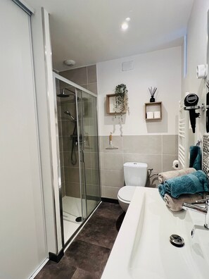 Hair dryer, towels