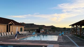 Outdoor pool, pool loungers