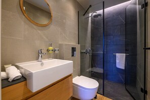 Dusche, Haartrockner, Handtücher