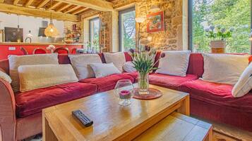 Televisión y chimenea