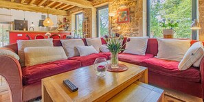 TV, fireplace