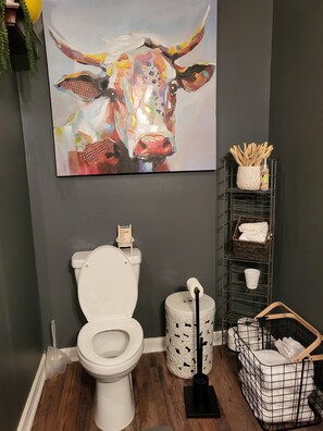 Sèche-cheveux, serviettes fournies, savon, papier toilette