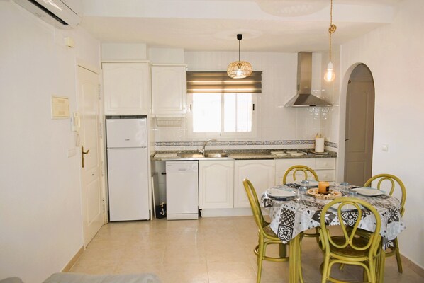 Fridge, microwave, oven, dishwasher