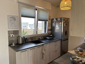 Fridge, microwave, oven, toaster