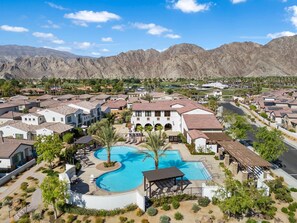 A heated pool - Discover Cactus Cove: a spacious townhome in La Quinta, CA with stunning mountain views. (La Quinta)