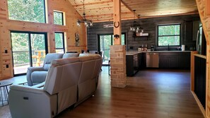 Smart TV, fireplace, table football