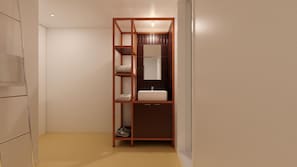 Family Studio, City View | Bathroom | Hair dryer, slippers, towels, soap