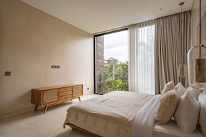 Villa de lujo, 3 habitaciones, patio, vistas a la piscina | Sábanas de algodón egipcio, ropa de cama de alta calidad, caja fuerte