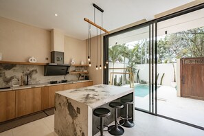 Luxury Villa, 3 Bedrooms, Patio, Pool View | Private kitchen