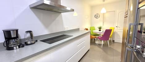 Fridge, microwave, oven, toaster