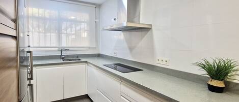 Fridge, microwave, oven, toaster