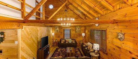 Fireplace, video games, stereo