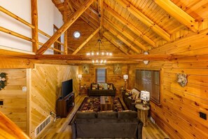 TV, lareira, videogames, aparelho de som