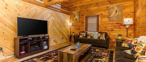 Smart TV, chimenea, videojuegos y reproductor de DVD