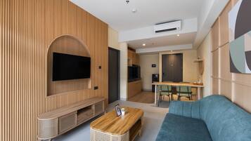 Lejlighed - 1 queensize-seng - balkon | Opholdsområde