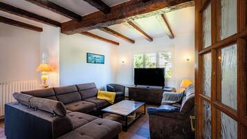 Fireplace, table tennis, books