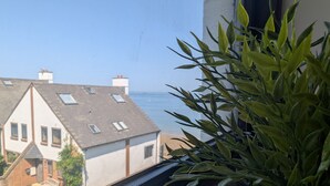 A view from a window overlooking a residential area with houses and a clear sky. - 19 Seaview Bay-Isle of Wight (Seaview)