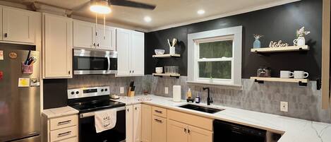 Microwave, oven, stovetop, dishwasher