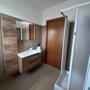 Regadera, secadora de cabello, bidet, toallas 