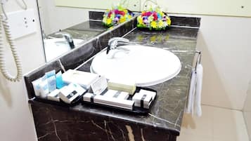 Standard Room, 2 Twin Beds | Bathroom | Shower, towels, soap, toilet paper