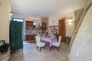 Family Villa, Multiple Bedrooms (Tenuta Apollonio Pool & Relax) | Private kitchen | Fridge, microwave, oven, stovetop - Tenuta Apollonio Pool & Relax (Carpignano Salentino)