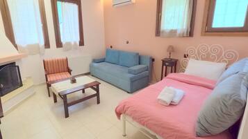 Televisión y chimenea