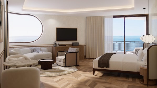 Chambre Deluxe, vue mer | Literie de qualité supérieure, minibar, fer et planche à repasser
