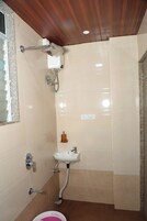 Shower, towels, soap, shampoo