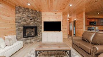 TV, fireplace, offices