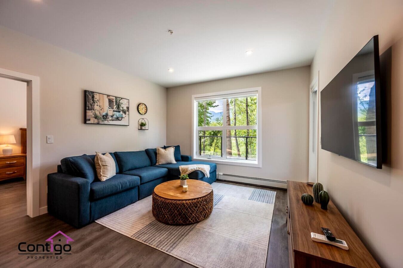 Smart TV, books, stereo, offices