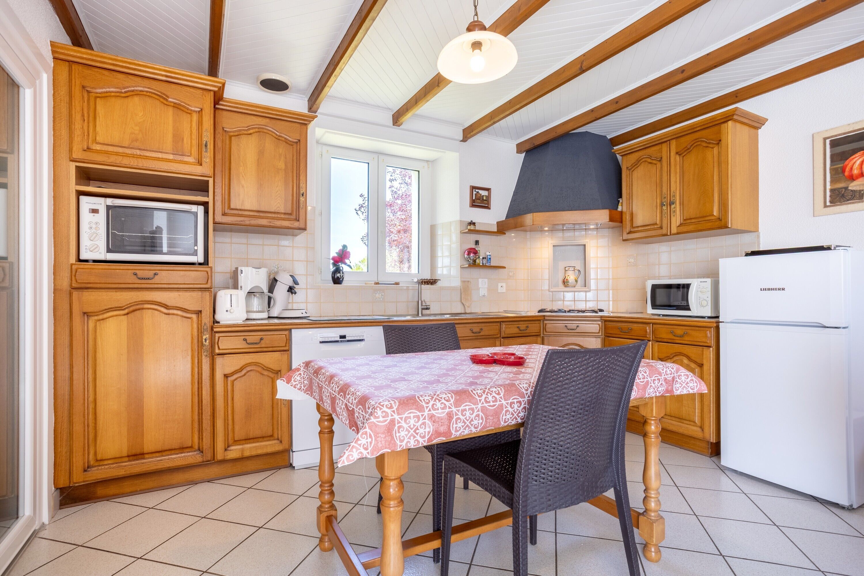 Frigorífico, microondas, horno y placa de cocina