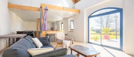 Televisión, chimenea, reproductor de DVD y tenis de mesa