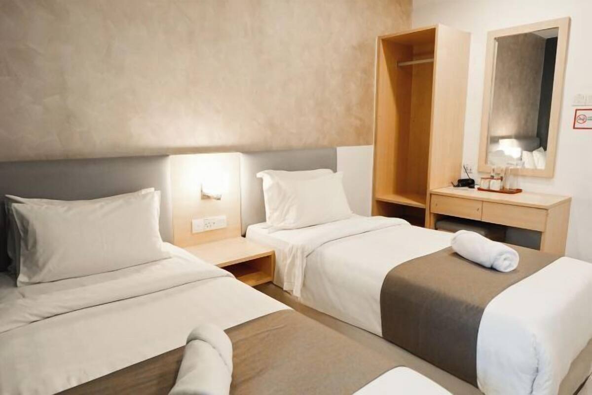 Desk, free WiFi, bed sheets