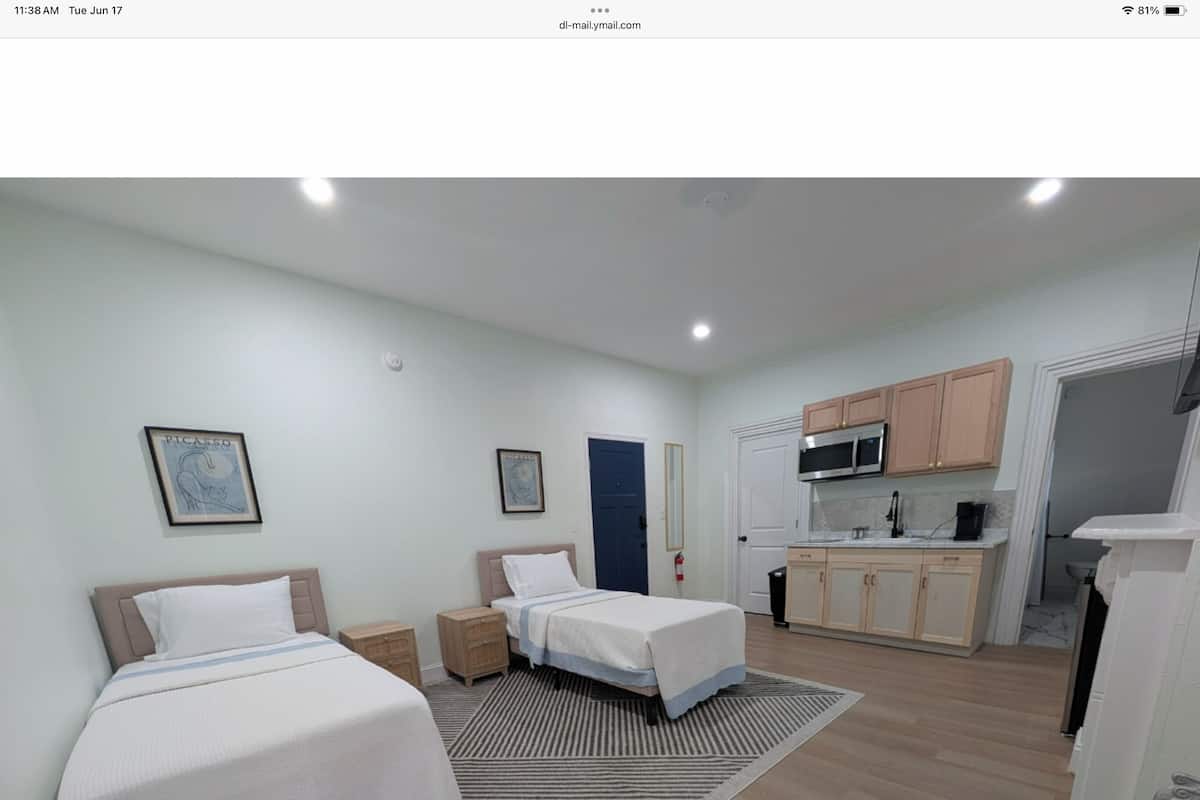 Hypo-allergenic bedding, down comforters, iron/ironing board, free WiFi