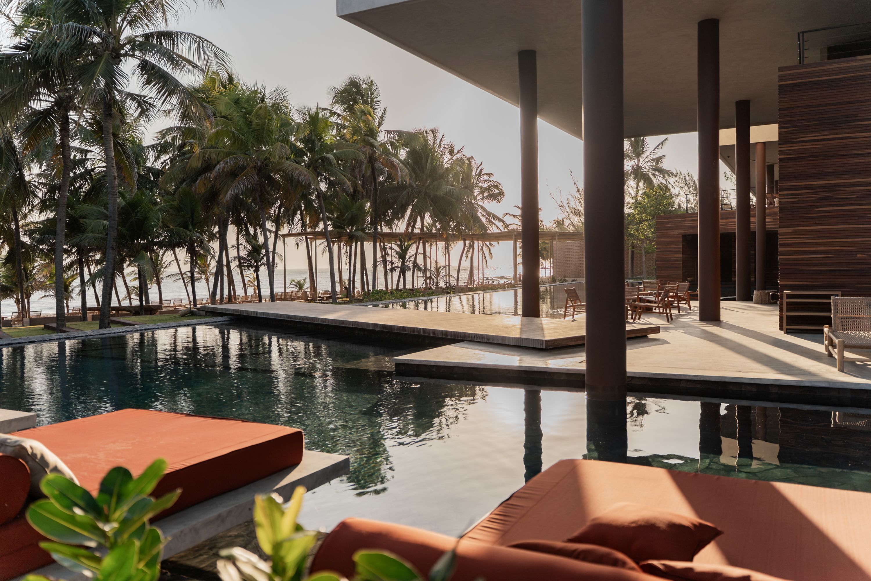 Outdoor pool, sun loungers